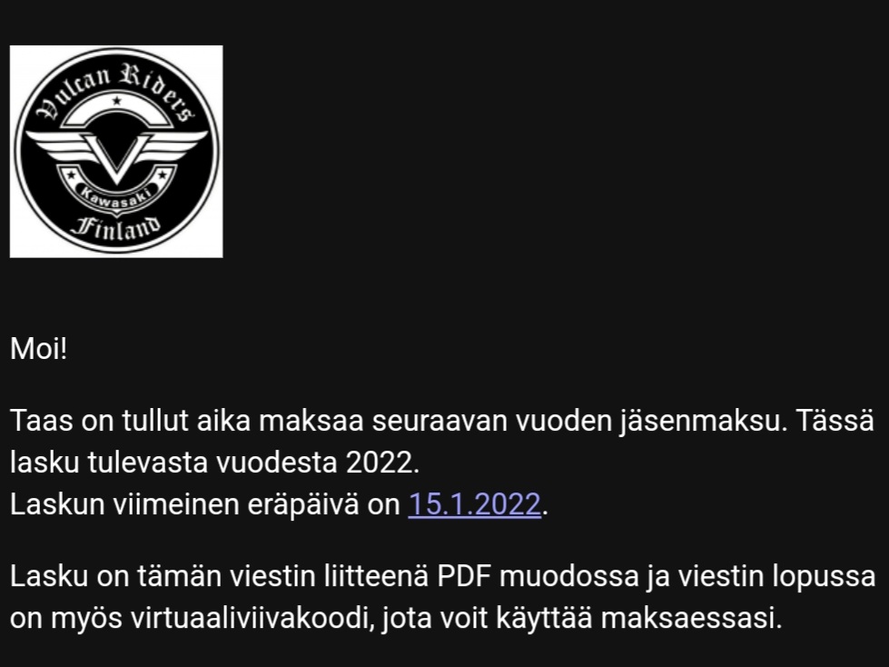 Vuoden 2022 jäsenmaksut lähetetty